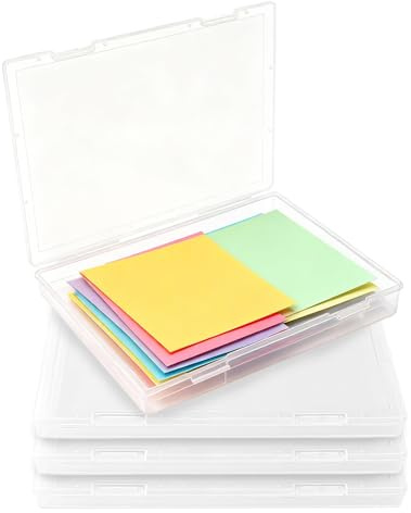 A4 Clear Box, 4 Pcs Clear Plastic Boxs, Portable Storage Boxs for Documents, Magazines, Photos