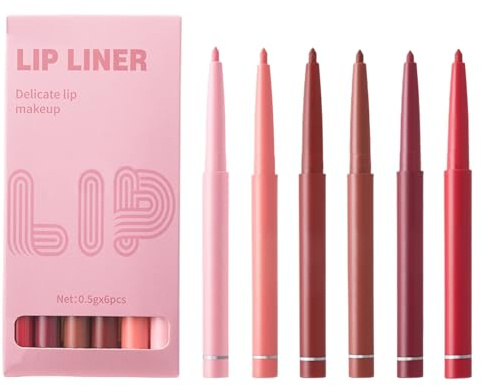 Crayon à lèvres pour Kit Contour Longue Tenue Waterproof Précis Et | 6X Crayons Waterproof Pour Un Coloré Et DéLongue Tenue, Trait Précis, Sculptant, Pour Femme