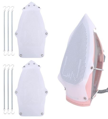 2pcs Protège-semelle de Fer à Repasser, Protège-fer Blanc avec Crochets pour Fer Électrique Protecteur Vêtements Empêche Les Brûlures Adhérences et Roussissures du Tissu