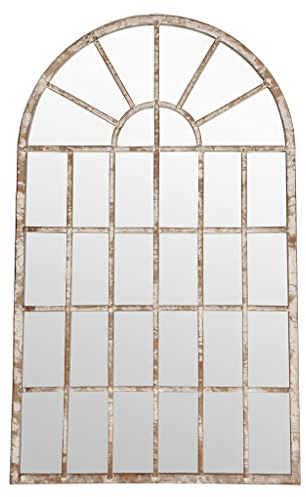 Garden Mirror Wall Mounted Vintage Style Arched Window Pane Mirror 60x36cm | Wall Mirror, Garden Mirror, Window Pane, Outdoor Decor, Arch Top, Vintage Style, Distressed Effect