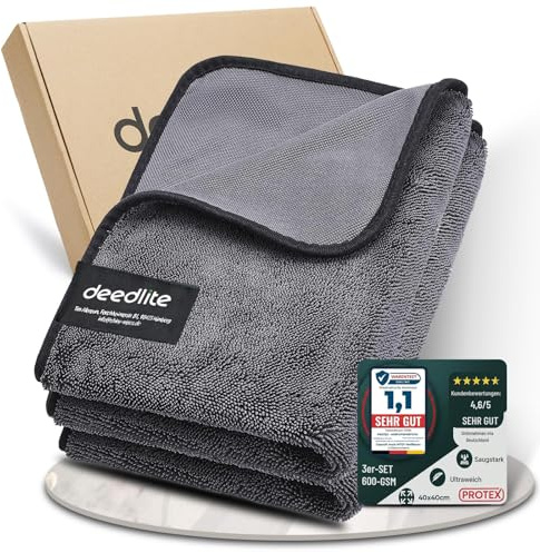 Deedlite Shiny Bath Wipes XXL Trockentuch Dusche, Fast Dry Auto Trockentuch, Mikrofasertücher, Premium Tuch für Auto, Duschkabine, Haushalt, Camping