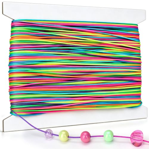 Bracelet Elastic, 1mm X 100m Rainbow Elastic String for Bracelets | Elastic String for Bracelet Necklaces Jewelry Craft Making