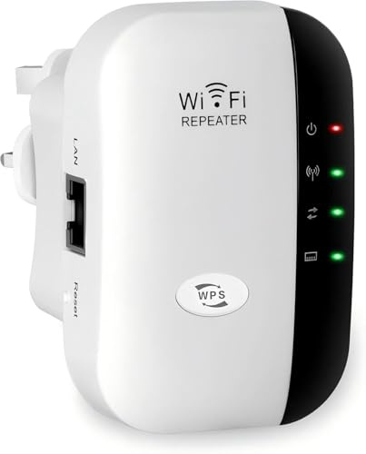 2026 WiFi Extender, WiFi Booster, WiFi Repeater, Covers Up to 3000 Sq.ft and 45 Devices, Internet Booster - with Ethernet Port, Quick Setup, Home Wireless Signal Booster, UK plug (White, S)