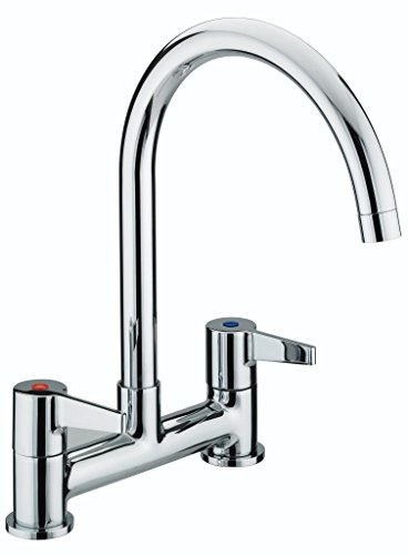 Bristan Design Utility Bridge Kitchen Tap, Chrome, DUL DSM C | Classic design, Swivel spout, Dual lever operation, Kitchen mixer tap, Lifetime Cover