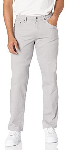 Amazon Essentials Men's Straight-Fit 5-Pocket Stretch Twill Trouser, Light Grey, 36W / 31L