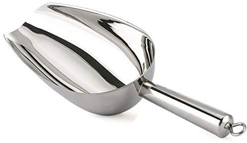 TeamFar 12oz Ice Scoop, Stainless Steel Metal Food Scoop Ice Scooper for Bar Kitchen Party, Multifunction & Easy Storage, Non-Toxic & Sturdy, Smooth Edge & Mirror Polish, Dishwasher Safe