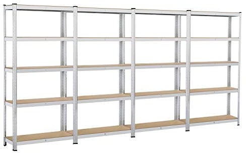 Yaheetech 4er Set Lagerregal 180x90x30cm Schwerlastregal 10 MDF-Platten Kellerregal 875kg Steckregal Metallregal Werkstattregal Regalsystem