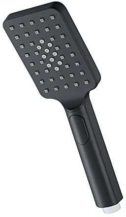 Testa della doccia portatile nero Set ABS ABS Doccia quadrata Doccia Testa Acqua Risparmio di acqua Soffione doccia con tubo flessibile e supporto doccia in acciaio inox da 1,5 m Facile da installare