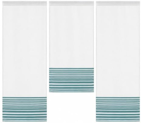 Experience by Omega 3er Mini Flächenvorhang Set Petrol 4027 I 3 Teile I Scheibengardine Gesamtbreite 90 cm (3x30cm) I Höhe 80/60/80cm, 4027 04