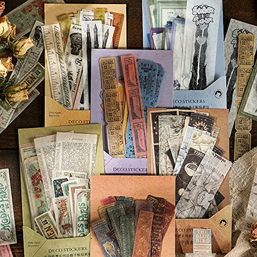 240 pcs Poesie Washi Scrapbooking Papier Filmaufkleber Stickers Set, 6 Stile Aufkleber Dekoration Tagebuch Sammelalbum für DIY Sammelalbum, Kunst, Basteln, Laptops