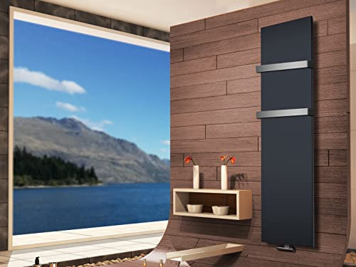 Badheizkörper Mirror Steel 180cm 1118 W anthrazit + 2 Halter 50mm SZAGATO | HxB: 180x47cm Designheizkörper Mittelanschluss Handtuchwärmer Designheizung Made in Germany
