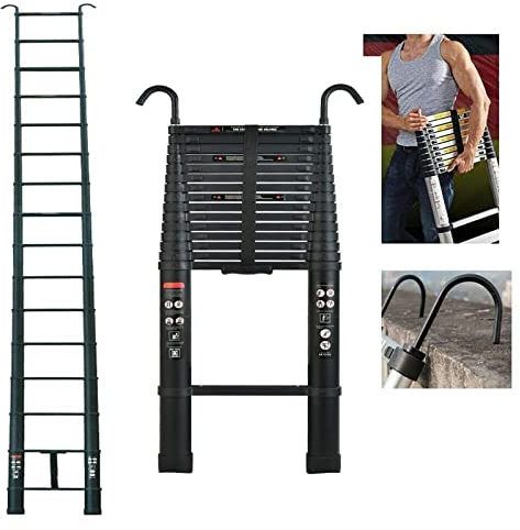 3,8m Klappleiter Teleskopleiter mit Haken Ausziehleiter Rutschfester Alu Leiter 13 Sprossen Stehleiter Schiebeleiter Mehrzweckleiter Leiter Anlegeleiter Aluleiter Belastbarkeit 150KG