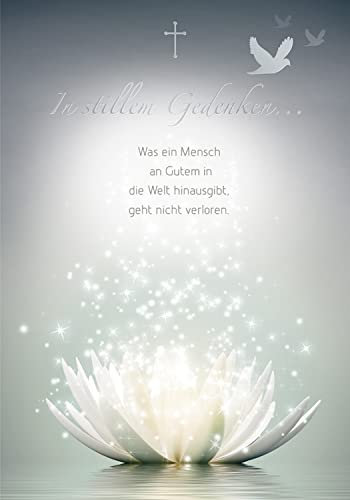 Perleberg Trauerkarte - Basic-Classic-Collection - Trauerkarten mit Umschlag - Liebevolle Beileidskarten mit Umschlag - Danksagungskarten Trauer - hochwertige Karten zur Trauer in 11,6 x 16,6 cm