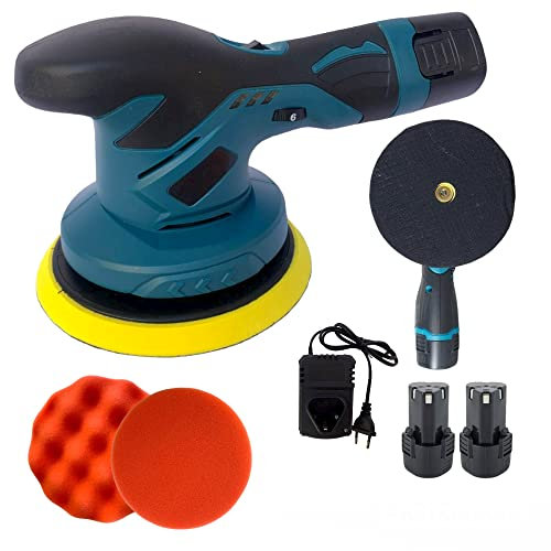 Lucidatrice per Auto a Batteria 18V da 150mm con Velocità Regolabile Fino a 6 2500-5000RPM con 2 Batterie per Lucidare Auto e Mobili