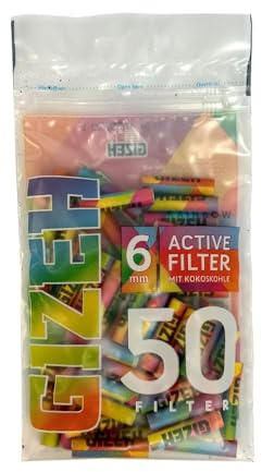 Gizeh Aktivkohlefilter - Slim Size 6mm Rainbow - 50er PE Beutel