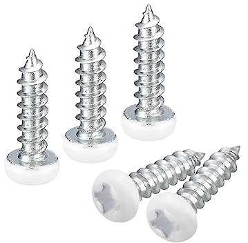 sourcing map ST2 x 12 mm weiße Schrauben, selbstschneidende Schrauben, 100 Stück Flachkopf-Kreuzschlitz-Holzschrauben für Holzbearbeitung