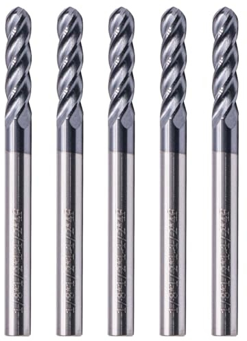 BestParts High Performance 5pcs Solid Carbide Ball Nose End Mills, AlTiN Coated, 4 Flute, 30 Degree Helix, 1/8 Cutting Diameter, 1/8 Shank Diameter, 1/2 Length of Cut, 1-1/2 Overall Length