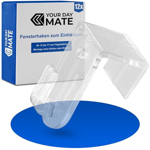 Your Day Mate Ganci per finestre da appendere, 12 pz, trasparenti, ganci decorativi per ante da 12 a 17 mm di spessore, clip per finestre per luci fiabesche, ganci trasparenti per cornici di finestre