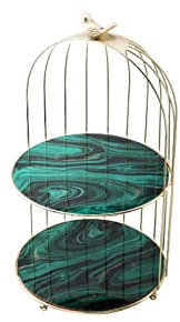 Alzata per Torte Vassoio da tavola Creativo da Dessert Piatto da Torta Rotondo in Vetro temperato Dorato a Doppio Strato Ornamenti Decorativi Piatto da Torta Rotondo Alzata per Dolci (Color : C, Siz