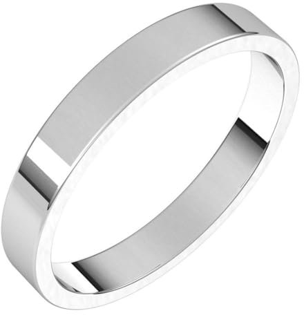 14 Karat Weißgold, 3 mm, flacher Bandring, US-Größe 4,5, Schmuck für Damen, One Size, Metall Weißgold Goldfarben Metall: Weißgold, Kein Edelstein