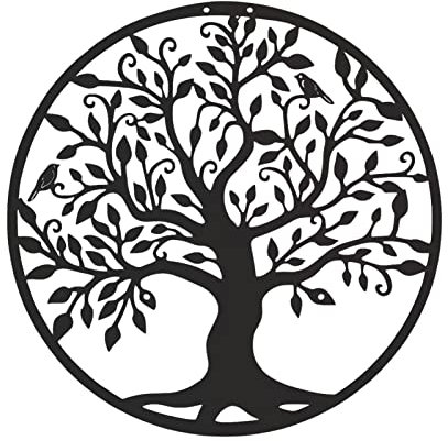 Genikeer Baum des Lebens Wanddeko | Baum des Lebens Wanddekoration | Wandbild Wanddeko Metallbild | Baum des Lebens Und Yoga Metall Wanddeko Für Wohnzimmer, Schlafzimmer, Büro