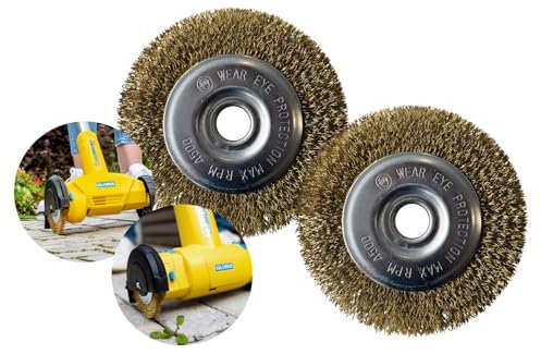 Gloria 2er Set Stahldraht-Fugenbürste | Zubehör MultiBrush WeedBrush-Geräte | Drahtbürste/Messingbürste zur Fugenreinigung | 11 cm Durchmesser | 1,2 cm Breite |Ersatzbürste