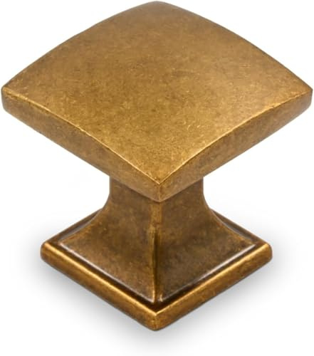 Coinkoly 10 Pack Antique Brass Square Cabinet Cupboard Handles Vintage Drawer Knobs Kitchen Cupboard Knobs UK0003