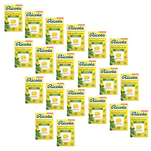 Ricola® | Caramelos duros Melissa Limoncella | Caramelos de Hierbas Suizas Sin Azúcar - 20 Cajas (1000 Gr)