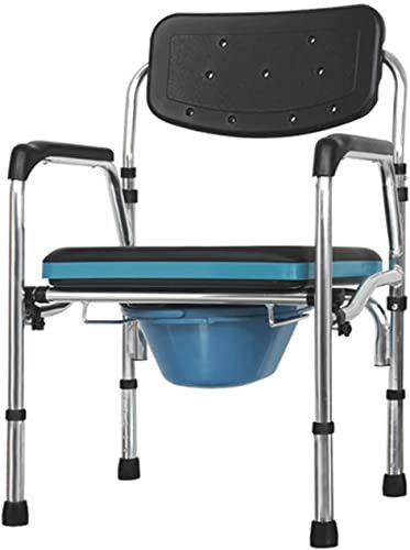 Klappbarer Toilettenstuhl, Nachttischstuhl, höhenverstellbar und breit, Duschstuhl mit Armlehnen und Rückenlehne, Toilettenstuhl mit gepolstertem Sitz, mobile Toilette für Erwachsene, ältere Menschen,