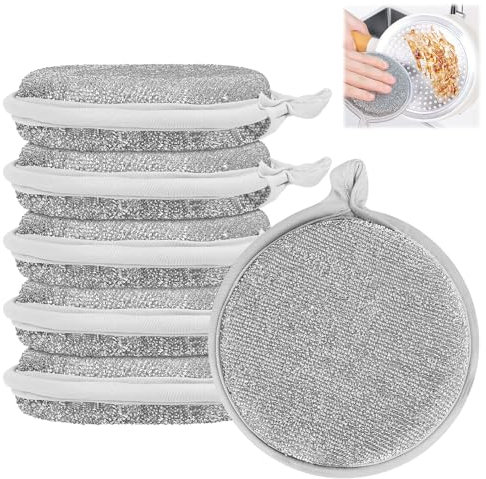 Paño de cocina de alambre de doble capa, 6 unidades, resistente a los arañazos, multiusos, para mojado y seco, paños de limpieza de alambre de acero, esponja de acero, esponja de acero