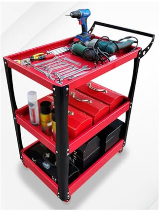 YCOVSFP 3-stufiger Werkzeugwagen Mit Rollen Und Schraubendreherhalter, Stecktafel, Teilebox, Robuster Werkzeugwagen Mit Rollen, Lager, Fabrik, Garage, Werkzeug-Organizer, Servicewagen
