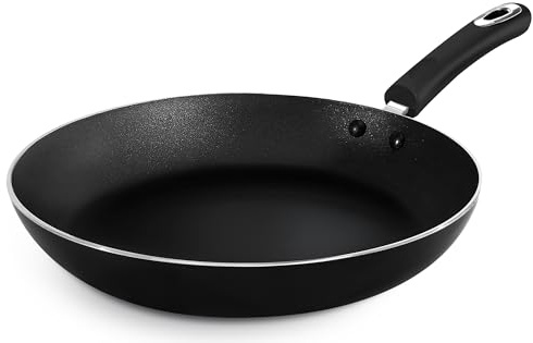 KICHLY Large Nonstick Induction Fryingpan - Multipurpose All cooktop Pan for Home Kitchen or Restaurant, Scratch Resistant, Bakelite Handles (28cm, 11 inch, Induction, Black, Pack of 6)