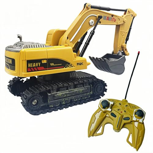LioMaxi 1:24 Scala 6 Canali Escavatore Telecomandato per Bambini, Escavatori Radiocomandato,Escavatore Idraulico per Ragazzi con luci,demo a un tocco, Sand Digger Regali per Bambini dai 4-7 Anni.