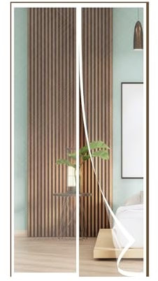 FIOVIP Fliegengitter Magnet Tür, 120x210CM Vorhang, schließt automatisch, einfache Installation ohne Bohren(Polyester,Weiß)