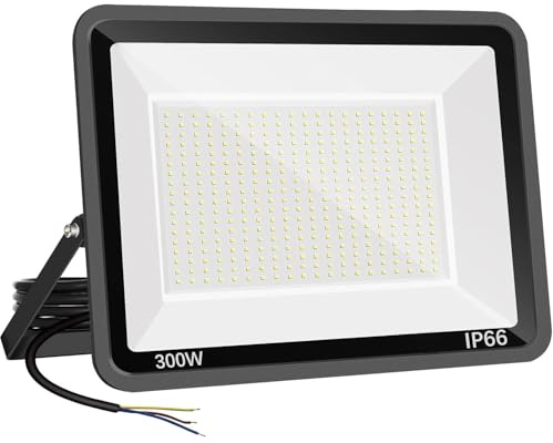 Niserelesa Focos LED Exterior 300W, IP66 Impermeable Foco Proyector LED, Blanco Cálido 3000K 30000 Lumen Floodlight para Casa, Garaje, Patio, Terraza, Campo