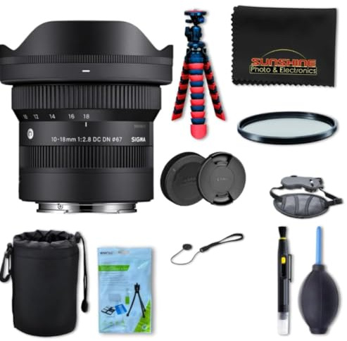 Sigma 10-18mm f2.8 DC DN Contemporary Lens for Sony E with Sunshine Photo Professional Bundle - 4 Years USA Manufacturer Warranty