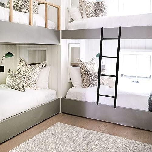 GAOXIONG Scaletta Nera per Letto a Castello, scaletta sospesa a 4/5 gradini con Ganci di Fissaggio, scaletta Regolabile per Camper, scaletta in Metallo di Facile Montaggio (Dimensioni: 130 cm (51))