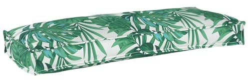 vidaXL Almohada de Pallet con Estampado de Hojas de 100 x 40 x 8 cm en Tela Oxford. Tiene Fundas Ajustables y Removibles, es Resistente a Manchas, Usar Tanto en Interiores como en