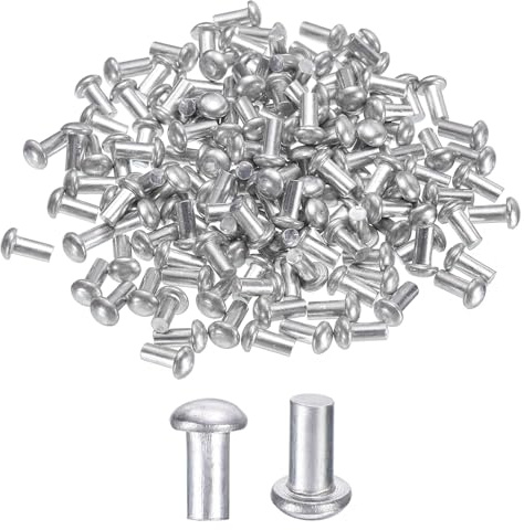sourcing map 150 remaches de aluminio sólido con cabeza de brasero, M3 de diámetro x 6 mm de longitud, remaches de aluminio de cabeza redonda para reparación de barcos, maquinaria, aviones, industria
