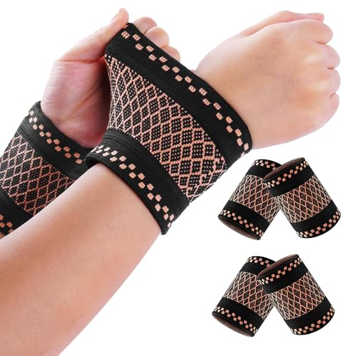 XFSRG Weiches Handgelenk Bandagen 2 Paar Set Atmungsaktive Wrist Wrap Handgelenkstütze für Fitness Bodybuilding Krafttraining Gelenkstütze Handgelenkschoner （Kupfer M）
