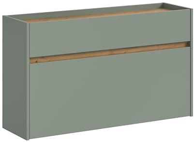 xonox.home – Schuhkommode Drive 110x61x32 cm in Salbei und Artisan Oak Nachbildung – Flurkommode mit Schublade – Moderner Schuhschrank für Diele & Eingangsbereich – minimalistisch & funktional