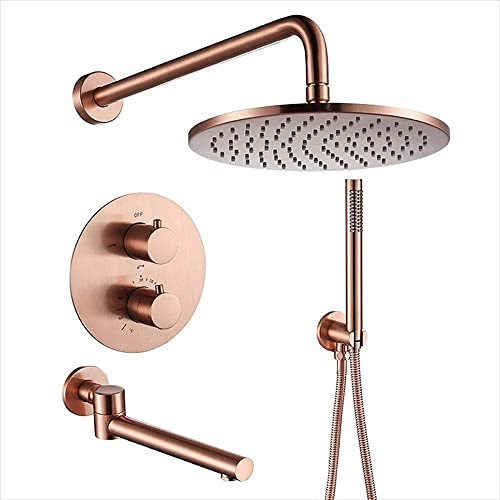 Decorations Dicamera Termostática Brasa Oro Rosa 10 en la Lluvia Cabeza Cabezal y Manguera Toque Duchador de Ducha B-B-B Beautiful