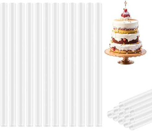 24 Pcs Cake Dowels for Tiered Cakes, Plastic Reusable Cake Support Rod | Cake Dowels for Tiered Cakes, Cake Dowel Rods, Plastic White Cake Supports Rods for Making Wedding and Birthday Party Cakes