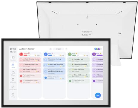 ASHATA 15,6 Zoll Digitalkalender, Touchscreen Wandplaner mit Aufgabentabelle für Familienpläne, Automatisch Synchronisierter Kalender, Wandmontage oder Desktop (EU-Stecker 100-240V)