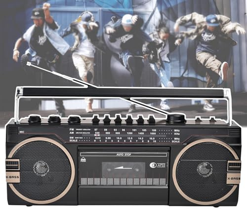 Portable Cassette Player Boombox, 80s Style Retro Bluetooth Cassette Recorder, 5.0 Bluetooth Speakers, Dual Speakers, AM/FM/SW1-2 Three Bands, for Family Gatherings,C