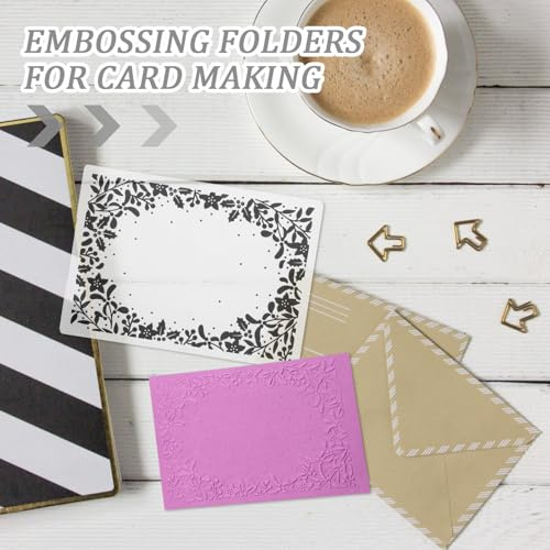 Healeved Pochoir de Gaufrage en Plastique pour Scrapbooking DIY Motif Fleurs et Feuilles Format Standard Dossier de Gaufrage Solide pour Création de Cartes Albums Photos et Décorations