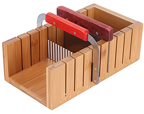 Bonbela Juego de Cortadores de, Molde de Pan de Madera con Cuchillo Recto Ondulado de Acero Inoxidable para Cortar, Pan, Tostadas, Pasteles, Muffins, Chocolate, de Pino,