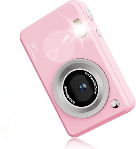 Appareil Photo Numérique FHD 1080p, Zoom 16x, Appareil Photo Compact avec Batterie De 1300 mAh, Écran De 2,4 Pouces,Appareils Photos Enfants Cadeau De Noël pour Enfants.
