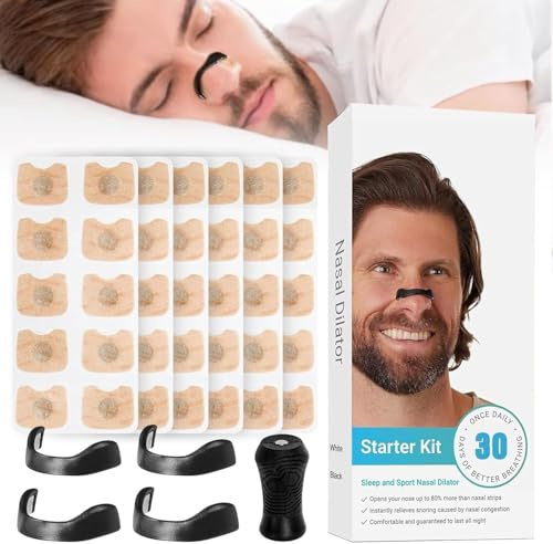 Nasenpflaster Magnet (30 Tage) - Magnetisch gegen Schnarchen, Verbessert die Atmung und Sauerstoffversorgung - Anti-Schnarchen, Maximaler Halt für Sport und Schlaf, Nasal Strips (Schwarz)