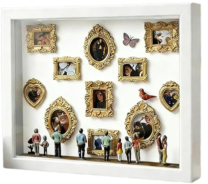 Silhouettes Box – Boîte de présentation Photo avec lumière | Ensemble de Cadres Photo Miniatures de Bureau 11 pièces avec 8 Figurines, pour la , la Saint-Valentin et Un Anniversaire